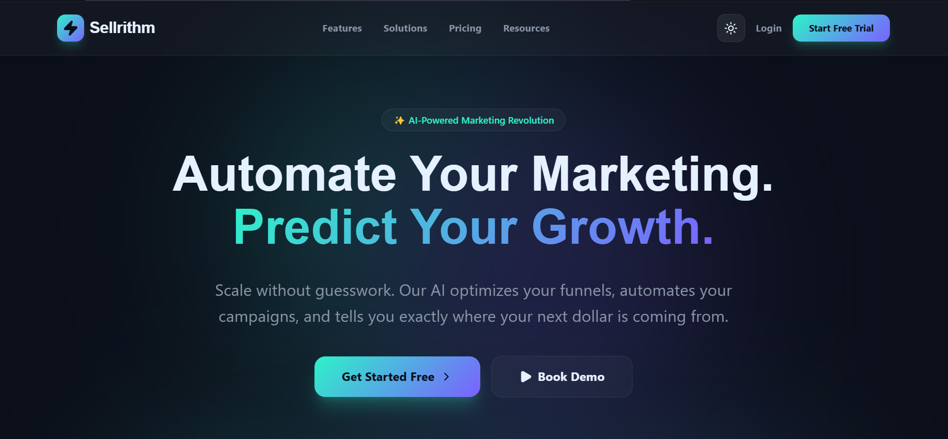 Sellrithm AI Marketing Automation Platform Full Website Design