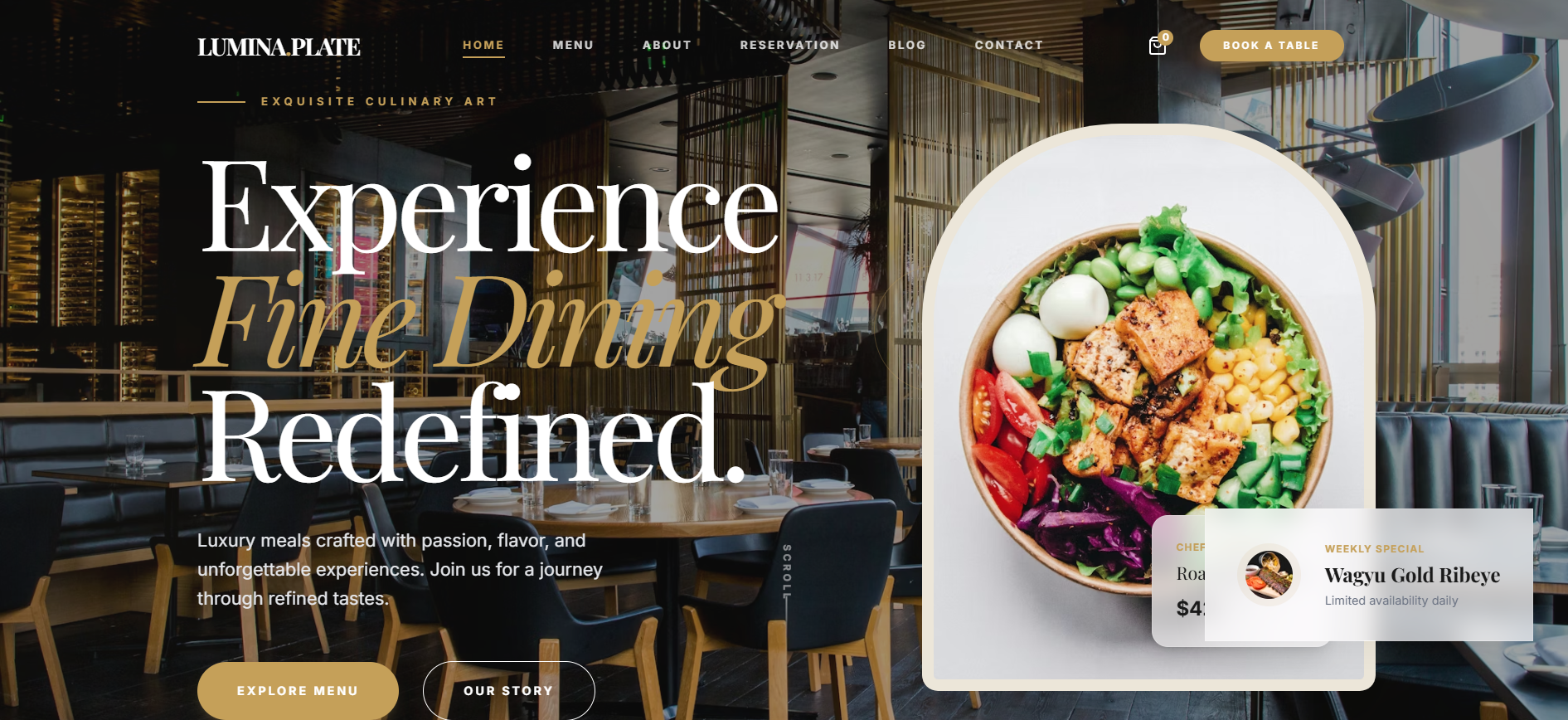 Lumina Plate Luxury Fine Dining Restaurant Website